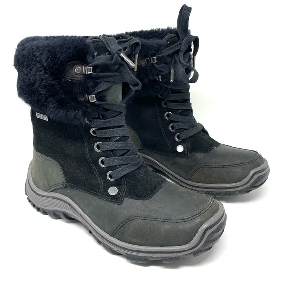 PAJAR Abbie Black Leather Cold Weather Fur Cuff Boots Size 7.5/ 38 - Picture 4 of 13